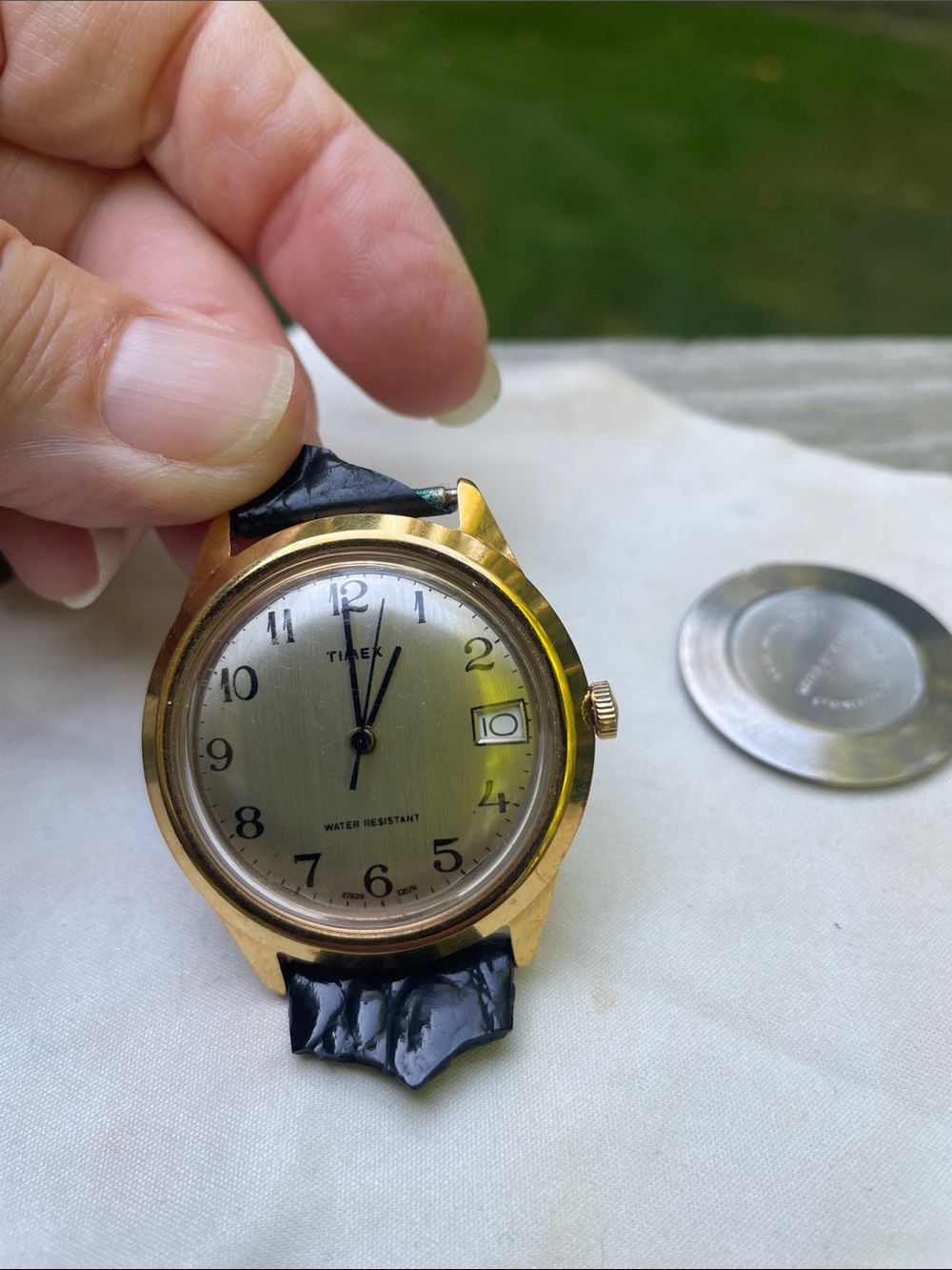 Vintage Timex Marlin Gold Face and Trim Watch with Date - Parts Only